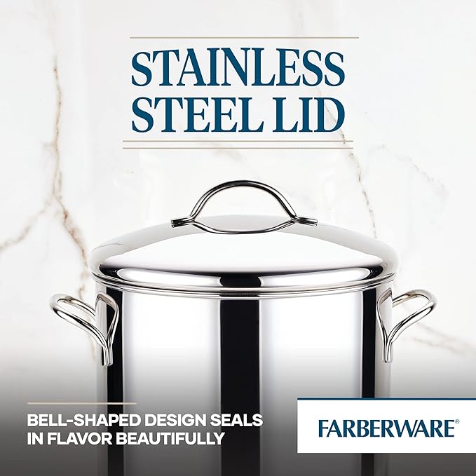 Farberware 50008 Classic Stainless Steel Stock Pot/Stockpot with Lid - 12 Quart Silver
