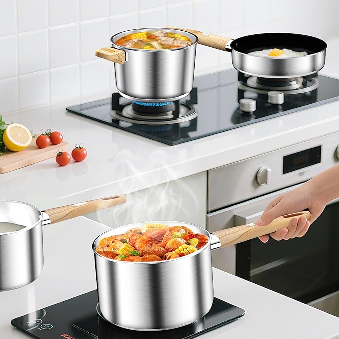 Stainless Steel Cookware Set 13PCS Pots and Pans Set Induction Cookware Kitchen Cooking Set Heavy Duty Tri-Ply Base Dishwasher Safe