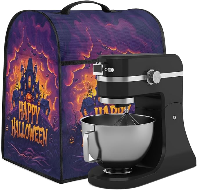 cfpolar Kitchen Aid Mixer Cover Compatible with 6-8 Quarts Halloween House Night Decor Stand Mixer Cover Kitchen Aid Mixers Accessories Appliance Organizer Bag Dust Covers with Zipper Pocket