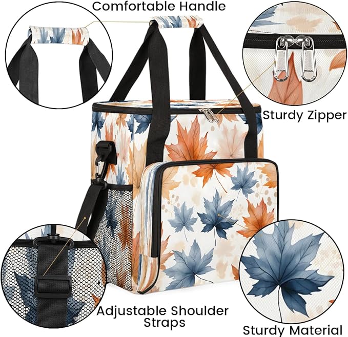 Watercolor Maple Leaves Coffee Maker Carrying Bag Compatible with K-Mini or K-Mini Plus Portable Single Cup Coffee Maker Case with Pockets for K Cup Pods