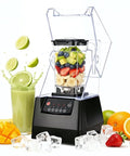 SYBO HS-210E Professional-Grade Commercial Blender With Quiet Shield Heavy-Duty 2HP High-Speed 48oz BPA-Free Jar Easy Cleaning &amp Dishwasher-Safe for Juice Ice Shakes Smoothies Metallic