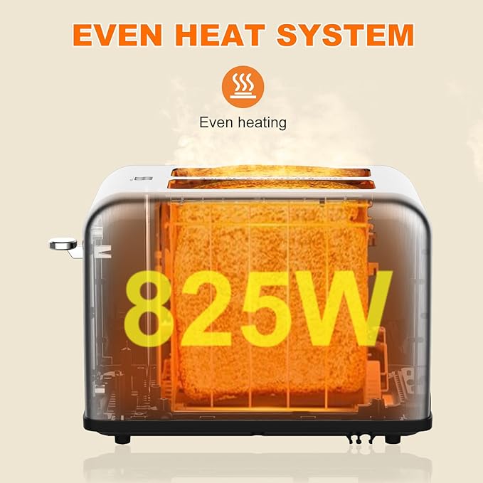 2 Slice Toaster Touch Screen Stainless Steel Toasters Digital Timer 2 Slot Toasters 8 Shade Settings 6 Bread Types for Bagel Cancel Defrost (Grey)
