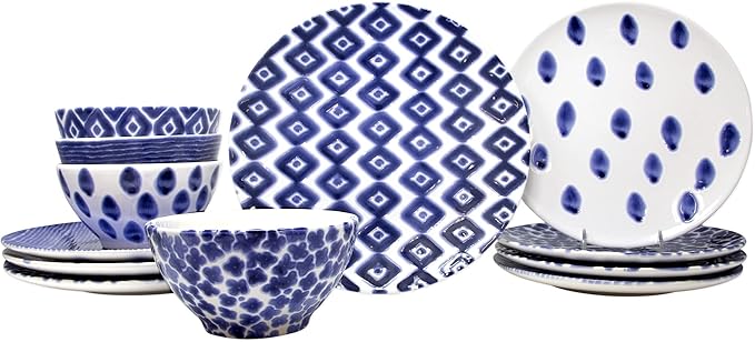 VIETRI Viva Santorini Collection Italian Dinnerware Sets (Dinner Plates Set of 4)