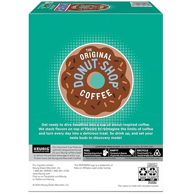 The Original Donut Shop Snickers Coffee Keurig Single Serve K-Cup Pods Flavored Coffee 96 Count (4 Packs of 24)