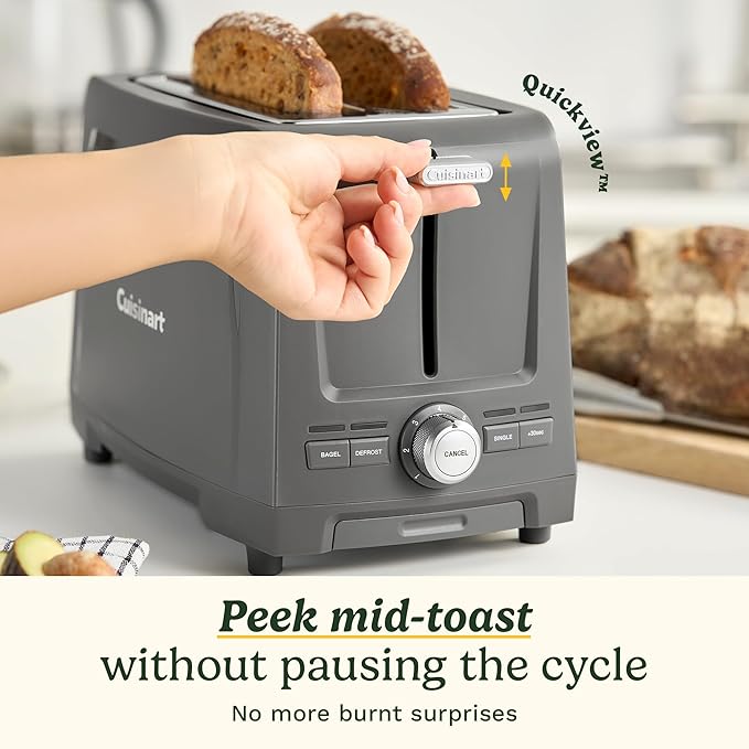 Cuisinart Core Collection 2-Slice Toaster | Extra-Long Slots for Artisan Bread | Bagel Setting |High-Lift Quickview™ | Single Slice &amp Defrost Functions | +30sec Toast Boost |Removable Crumb Tray
