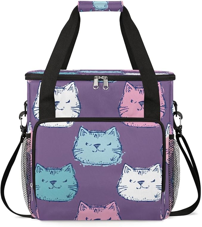 Cute Cats Face Coffee Maker Carrying Bag for Keurig K-Mini or K-Mini Plus Storage Portable Coffee Maker Travel Bag