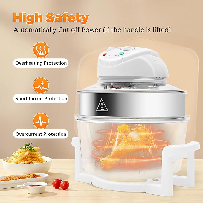 CNCEST Air Fryer Oven360 °Vertical Heating Grease Removal Infrared Convection Healthy Meal Electric Convection Oven Cooker with Fried Roasted Steamed Defrosted Function