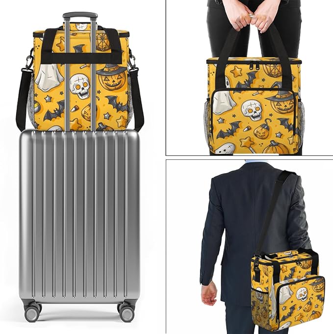 Halloween Pumpkin Coffee Maker Carrying Bag Abstract Pumpkin Travel Storage Bag Compatible with K-Mini or K-Mini Plus Single Serve Coffee Brewer Carrying Case with Multiple Pockets &amp Shoulder St