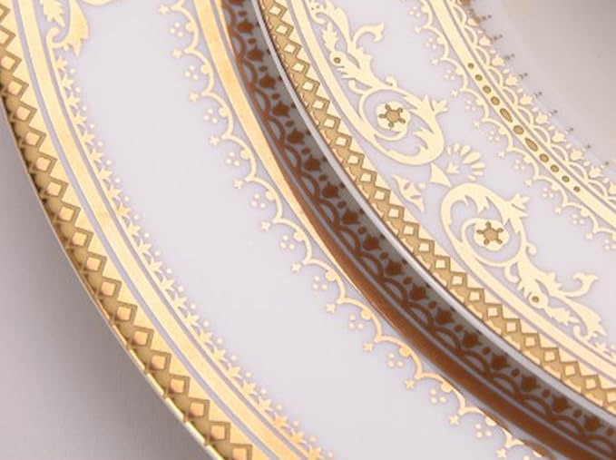 8 Piece Porcelain Dinnerware Set with Gold Floral Pattern Elegant Tableware for 4 Ideal for Luxury Hotel Dining Formal Dinners and Anniversary Presents