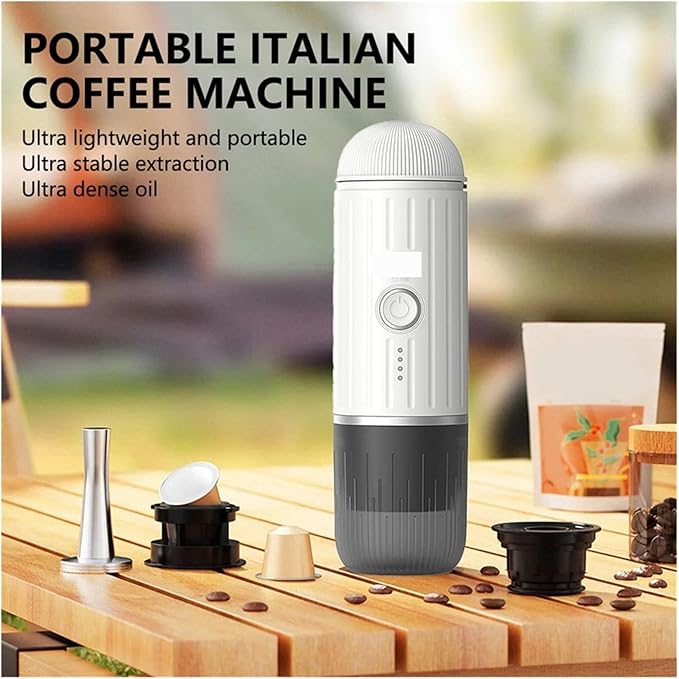 Portable Coffee Machine Mini 2 In 1 Capsule Coffee Machine Portable USB Compatible Capsule And Ground Coffee Adjustablefor Outdoor Travel Picnic(Red)