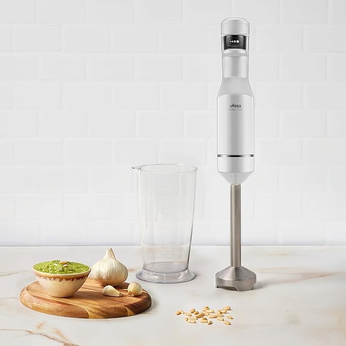 Ufesa Stellar TouchSpeed 1500W Hand Blender Digital Display Variable Touch Speed 4 High Efficiency Blades Ergonomic and Anti-splash Design Measuring Cup Included BPA Free