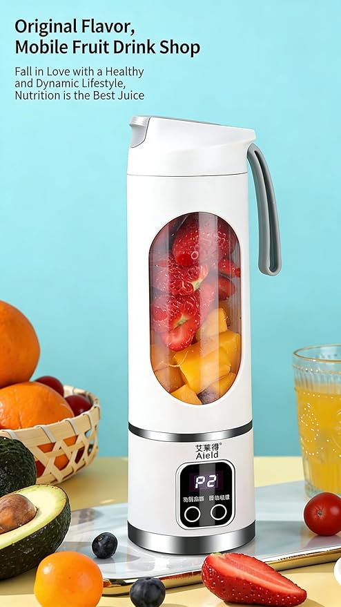 Portable Blender Personal Electric USB500ML Portable juicer Shakes and Smoothies BlenderSmall BlendersMixingCompact、Convenient and Versatile (white)