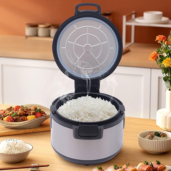 Commercial Rice Warmer With Non-stick Inner Pot Efficient Insulation Electric Rice Warmer Stainless Steel19 L/20QT-Large Rice Warmer For Food Warming