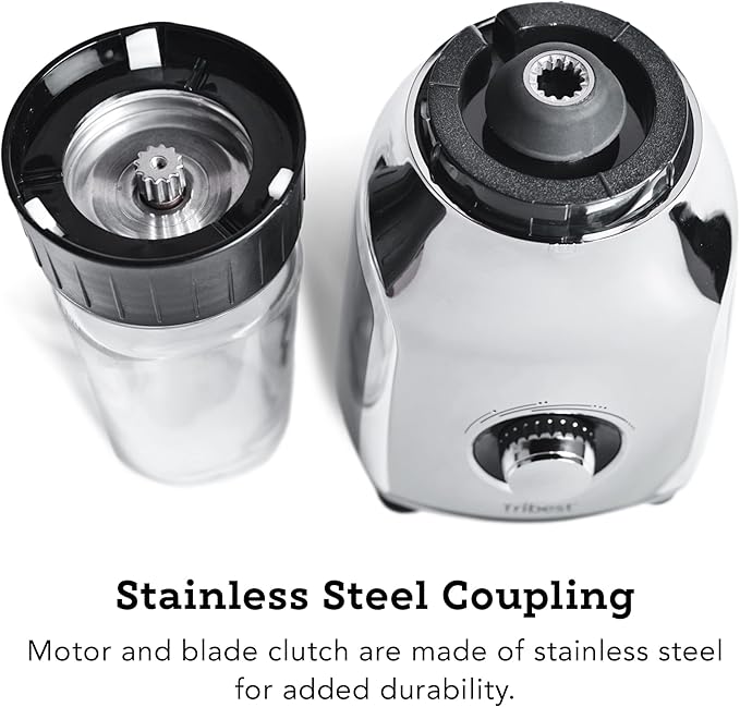 Tribest PBG-5050-A Portable Blender for Shakes and Smoothies with Glass Blender Cups Chrome