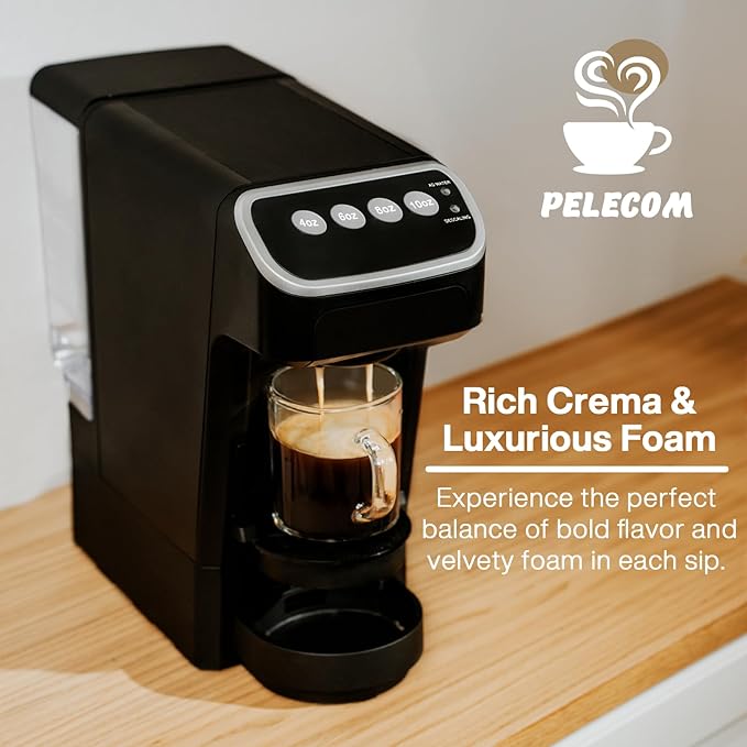 Coffee Machine – Compatible with Peet's Coffee Pods – Fast Brewing Single-Serve Coffee Maker with Rich Flavor Extraction Crema Layer Space-Saving Sleek Design Barista-Quality Taste