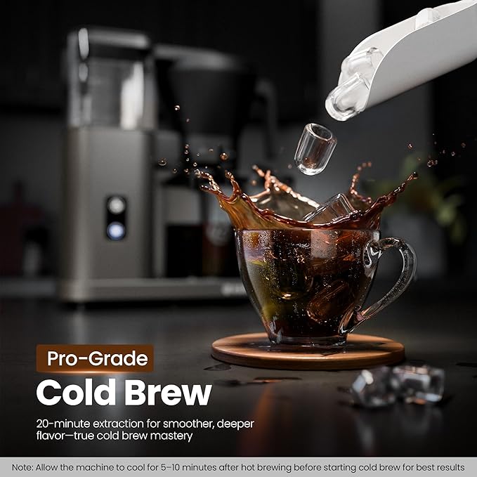 Kismile SCA-Certified 8 Cup Drip Coffee Maker Pour Over Coffee Machine with 3s Instant Heat 197–205℉ Adjustable Flow Control Removable Water Tank Deep Cold Brew &amp 40 Min Keep Warm (Light Grey)