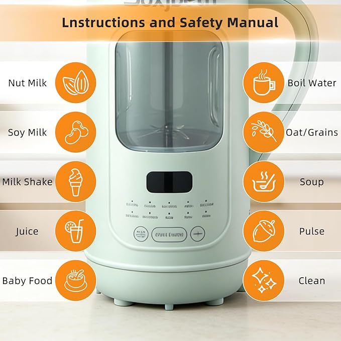 Nut Milk Maker &amp Multi-Function Blender - 1L Large Capacity Self-Cleaning for Almond Milk Soy Milk Smoothie Juice Baby Food Soup &amp More Quiet Design with Visual Window