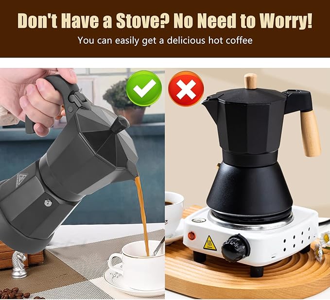 SHANGSKY Coffee Pot Electric Moka Pot 6 Cup Espresso Coffee Maker Cafeteras Electricas Italian Coffee Maker Espresso Makers Portable Aluminum Electric Mocha Pot Coffee Machine Moka Maker