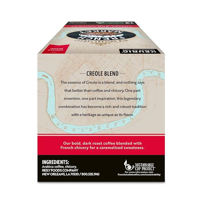 French Market Coffee &amp Chicory Medium-Dark Roast Single Serve Coffee Pods 12ct Box (Pack of 4)