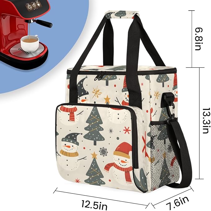 Cartoon Tree Coffee Maker Carrying Bag Graffiti Tree Travel Storage Bag Compatible with K-Mini or K-Mini Plus Single Serve Coffee Brewer Carrying Case with Multiple Pockets &amp Shoulder Strap