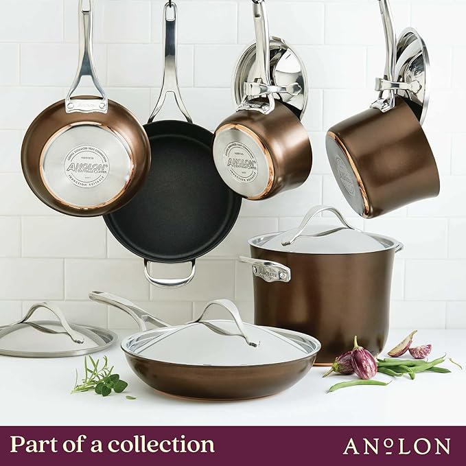 Anolon 83852 Nouvelle Copper Hard Anodized Nonstick Cookware Set / Pots and Pans Set - 11 Piece Brown