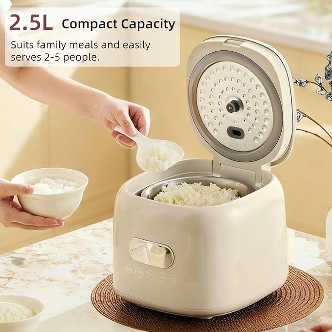 Mini Rice Cooker 5 cup Low Sugar Rice Cooker with 304 Stainless Steel Nonstick Inner Pot、Steamer Basket Multifunction Smart Touch Control with Keep-Warm &amp 24H Delay Timer