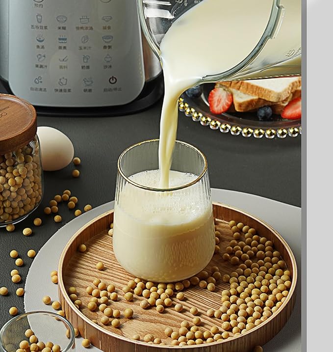Stainless Steel Blender with Heating 800W Glass jar Blender with Keep Warm Auto Clean 14 Functions for Nut Milk Smoothies Sauce