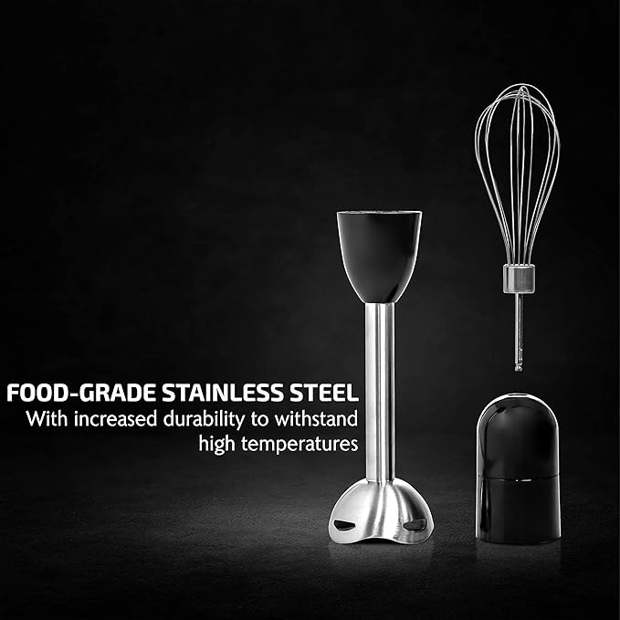 OVENTE Immersion Electric Hand Blender 300 Watt Power 2 Mix Speed &amp Portable 5 Speed Mixing Electric Hand Mixer with Stainless Steel Whisk Beater Attachments &amp Snap Storage Case