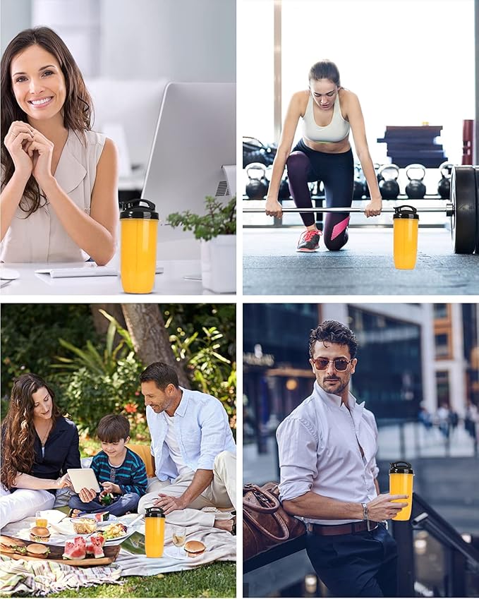 Personal Blender for Shakes and SmoothiesProfessional Kitchenblender with Blending &amp Grinding Blades Portable Coffee Grinder with 24/10 OZ Travel Bottles Adjustable Speeds Juice Blender
