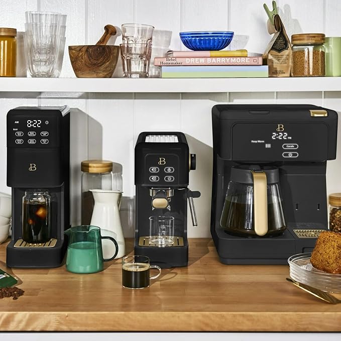 Multi-Brew Coffee Maker – 12-Cup Carafe &amp Single-Serve Pod or Grounds Iced Coffee Mode Programmable Touch Display Includes Filters (Black Sesame)