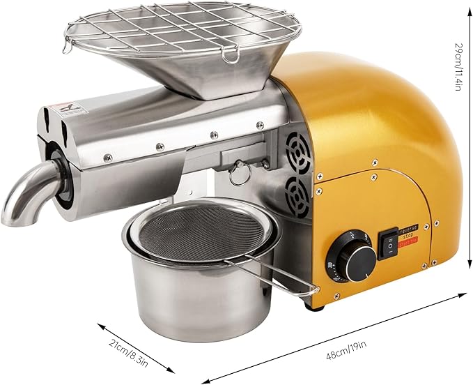 1800W Oil Press Machine Cold &amp Hot Press Stainless Steel Nut &amp Seed Extractor with 300°C Control Low Noise Copper Motor Countertop Expeller for Peanut Sunflower Walnut Soybean Avocado