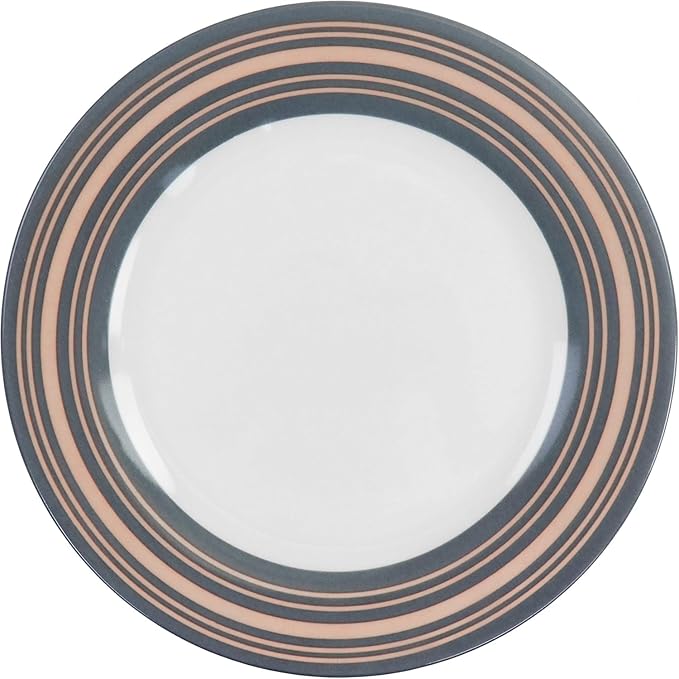 16-Piece Ceramic Dinnerware Set for 4 – Grey and Pink Plates Bowls &amp Mugs – Microwave &amp Dishwasher Safe Modern Everyday Tableware (Grey &amp Pink)