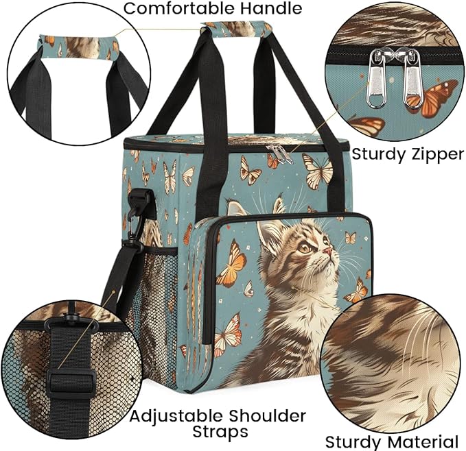Cat Butterfly Coffee Maker Travel Bag for K-Mini or K-Mini Plus Single Serve Coffee Brewer Portable Storage Tote Case for Tarvel