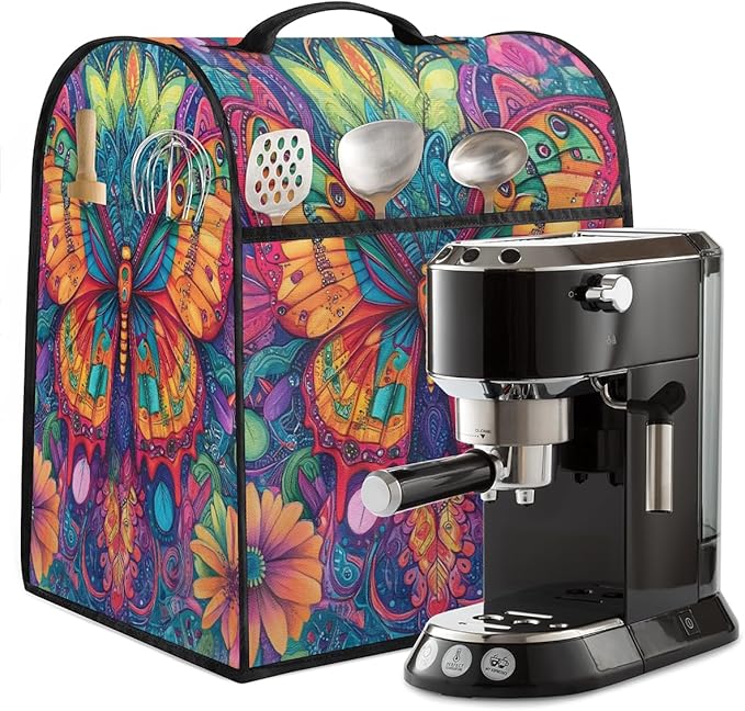 Kitchen Aid Mixer Cover Animal Butterfly Color Flowers Stand Mixer Cover Compatible with 6-8 Quarts Stand Mixers Dust Covers with Zipper Pocket Foldable Washable Kitchen Aid Organizer Bag