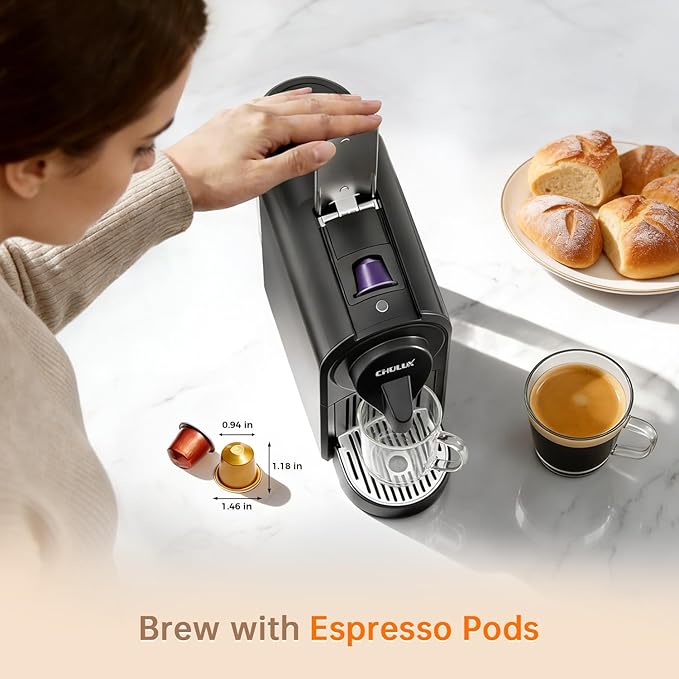 CHULUX Upgrade Bafè-Pro Espresso Machine for Nes Original Pods 20Bar Rapid Extraction Home Espresso Coffee Maker for Espresso &amp Lungo Black