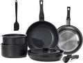 NEWBULIG 12-Piece Pots and Pans Set Nonstick Cookware Set with Detachable Handle Non toxic Induction Kitchen Cooking Set with Frying Pans Set Dishwasher ＆ Oven Safe RV Friendly Black