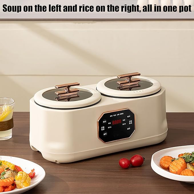 3.4L Double Spelling Rice Cooker Electric Multi-functional Double-liner Hotpot Pot Comes with 1 Steamer Keep Warm