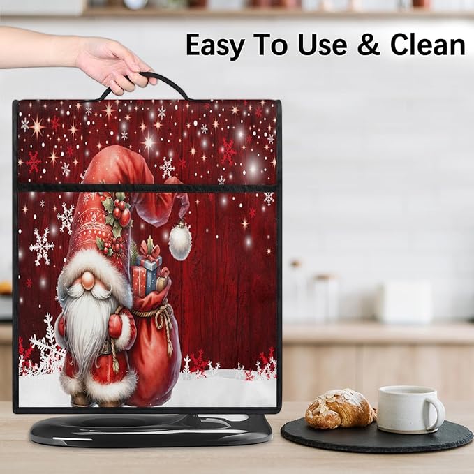cfpolar Kitchen Aid Mixer Cover Compatible with 6-8 Quarts Xmas Hat Santa Claus Stand Mixer Cover Kitchen Aid Mixers Accessories Appliance Organizer Bag Dust Covers with Zipper Pocket