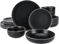 BIA Cordon Bleu Stoneware Tempo 16-Piece Dinnerware Set Double Bowl Onyx