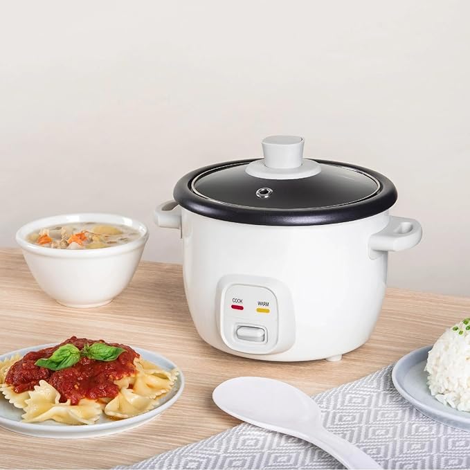 4-Quart Electric Rice and Grain Cooker White 4-Cup Cooked Capacity