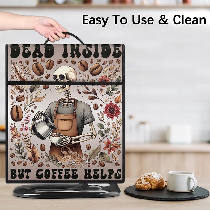 cfpolar Kitchen Aid Mixer Cover Compatible with 6-8 Quarts Halloween Skull Coffee Stand Mixer Cover Kitchen Aid Mixers Accessories Appliance Organizer Bag Dust Covers with Zipper Pocket