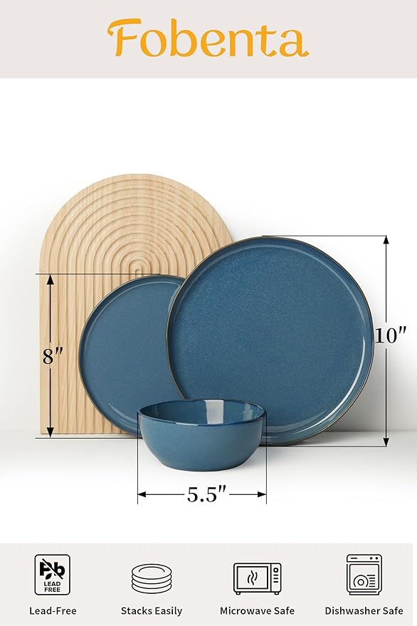 Ceramic Dinnerware Set12 Piece Modern Dish Set for Stylish GatheringsMicrowave &amp Dishwasher SafeChip-Resistant Plates and Bowls Sets for 4 – Beauty Meets Durability