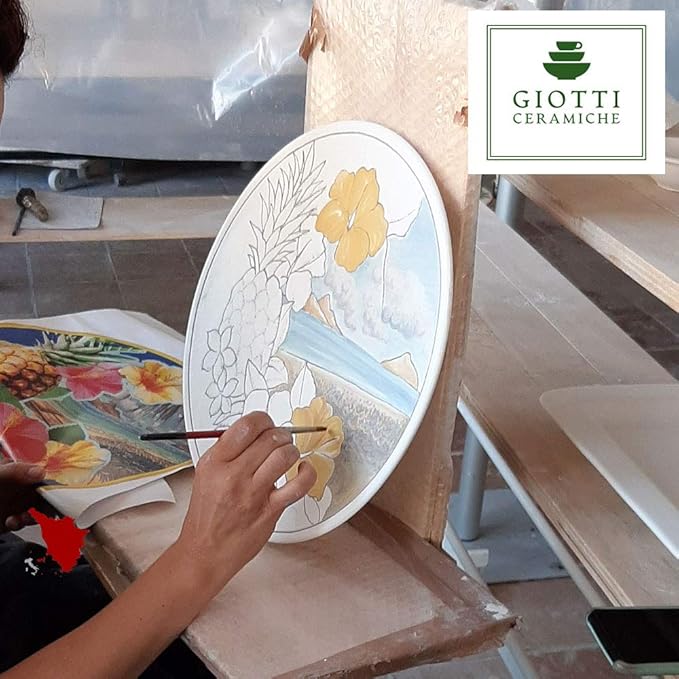 Italian Ceramic dinnerware set - Hand Painted kitchen Pasta Bowls sets for 4 - Made in ITALY Tuscany - Italian Pottery dinner plates - Home Decor Sunflower Poppies Ceramics dishes set - Service For 4