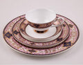 European Style Dinnerware Set Service for 6 Bone China Dinnerware Sets Unbreakable Porcelain Dinner Sets Coffee Cup and Saucer Tableware Set Steak Dinner Plates Dish Set Pink-3