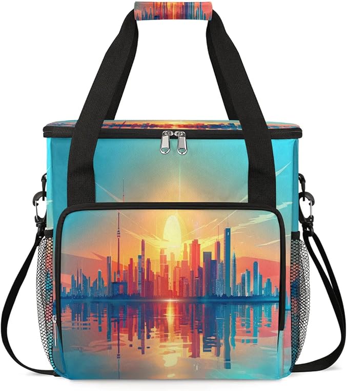 Sunrise Urban Landscape Coffee Maker Travel Bag for K-Mini or K-Mini Plus Single Serve Coffee Brewer Portable Storage Tote Case for Tarvel
