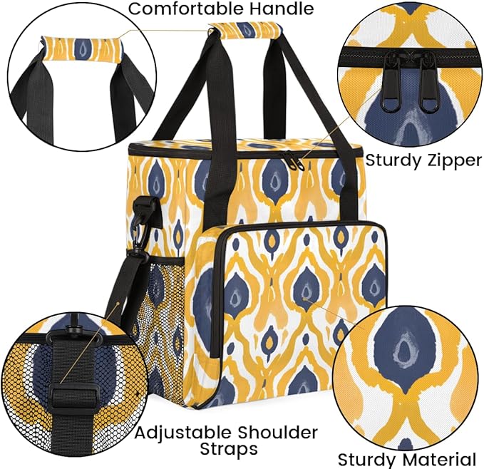 Ethnic Aztec Coffee Maker Carrying Bag Polynesian Pattern Travel Storage Bag Compatible with K-Mini or K-Mini Plus Single Serve Coffee Brewer Carrying Case with Multiple Pockets &amp Shoulder Strap