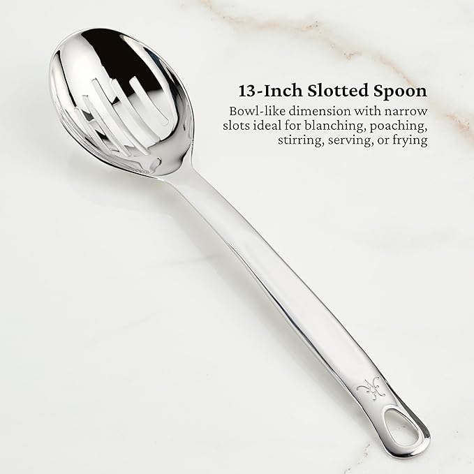 Hestan Provisions Chef's Tools Essential Set (5-Piece) Stainless Steel Solid Spoon Ladle Pasta Fork Turner/Spatula Fish Spatula