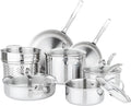Viking ProClad 3-Ply Stainless Steel 11-Piece Cookware Set with Vented Glass Lids Fry Pans Saucepans Saute Pan Stock Pot with Strainer Insert Oven Safe up to 600F