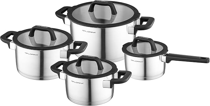 FLORINA Aluminium Pot (4.1 L) 24 cm I Cooking Pot with Glass Lid I Soft-Touch Handle and 3-Layer Coating I Non-Stick Coating I Ideal for Induction Hobs Gas Hobs and Electric Hobs