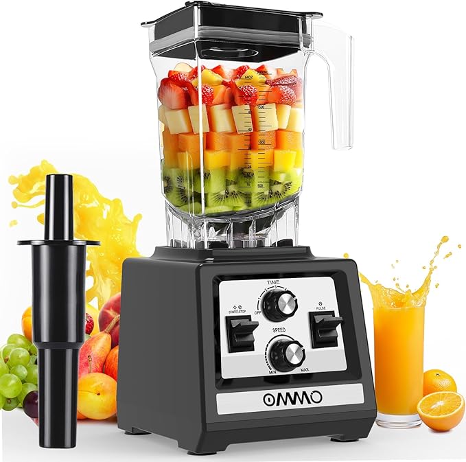 OMMO Blender for Smoothies: 1800W Peak Blenders for Kitchen 68oz BPA-Free Pitcher Timer &amp Speed Control 6 Stainless Steel Blades Dishwasher Safe Blender for Ice Crush/Smoothies/Frozen Drinks/B